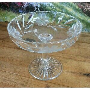 Antique ABP American Brilliant Period Cut Glass 5 1/4" Floral Compote Dish 1900